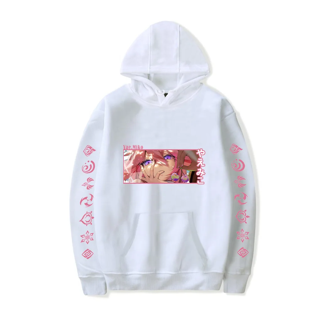 

New Printing Genshin Impact White Hoodie Men Women Hip Hop Game Pullovers Boys Girls Sweatshirt Unisex Autumn Streetwear Clothes
