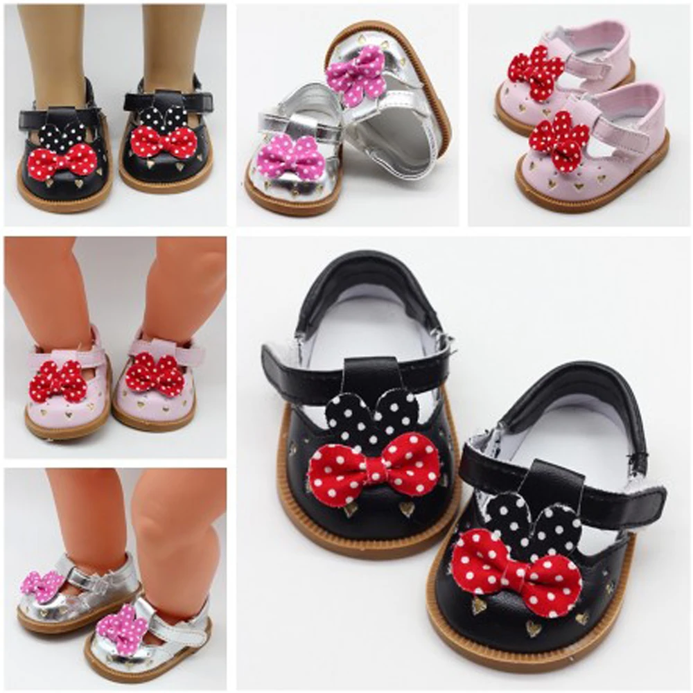 Новая модная обувь для кукол 7 см кожаная с бантом подходит 43 новорожденных и