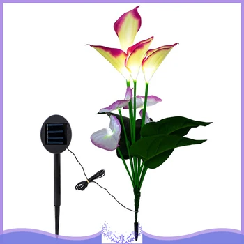 

LED Flower Lights Outdoor Solar Garden Stake Lights Solar Powered Lights Calla Lily Flower Multicolor Garden Patio Backyard