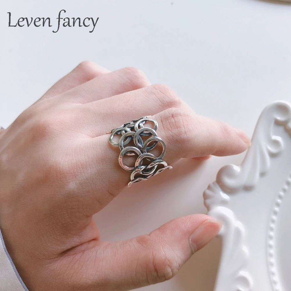 

Vintage Silver Rings 925 Sterling Silver Jewelry Heavy Duty Circle Stackable Punk Design Retro Open Rings S925 for Women
