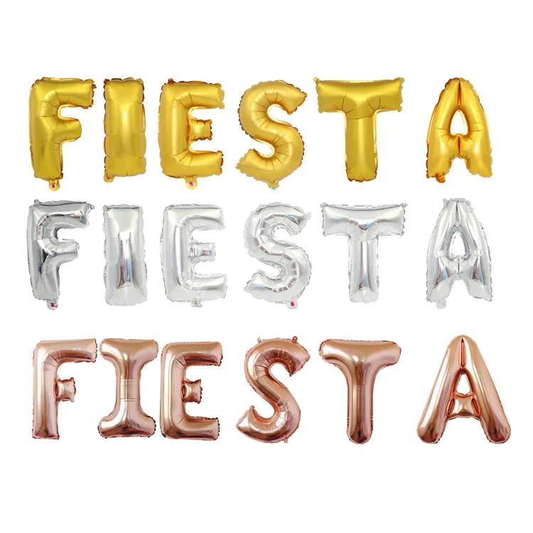 Горячая Распродажа, набор алюминиевых шаров с надписью FIESTA, золотые, розовые, золотые, мексиканские, испанские, карнавальные, вечерние, карнавальные, декоративные шары с алфавитом