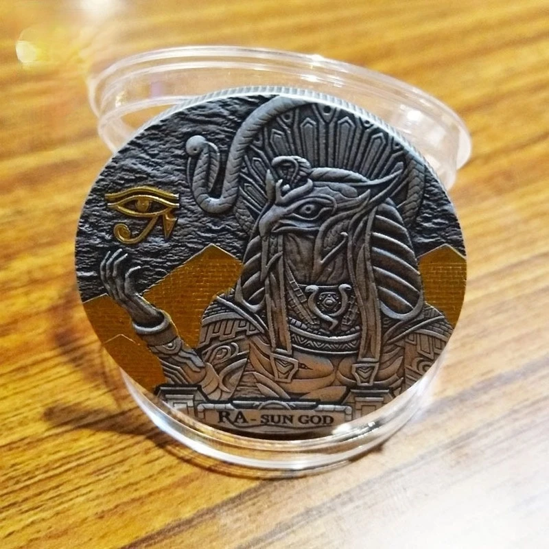 

New Egyptian Sun God modeled after an antique Coin Ra-Sun God Commemorative Coin Coin Badge Custom Collectible Coin