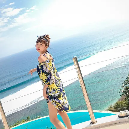 

Betis 2018 New Style Bathing Suit Women's Three-piece Set Split Skirt-Holiday Belly Covering Slimming Conservative Push up Grace