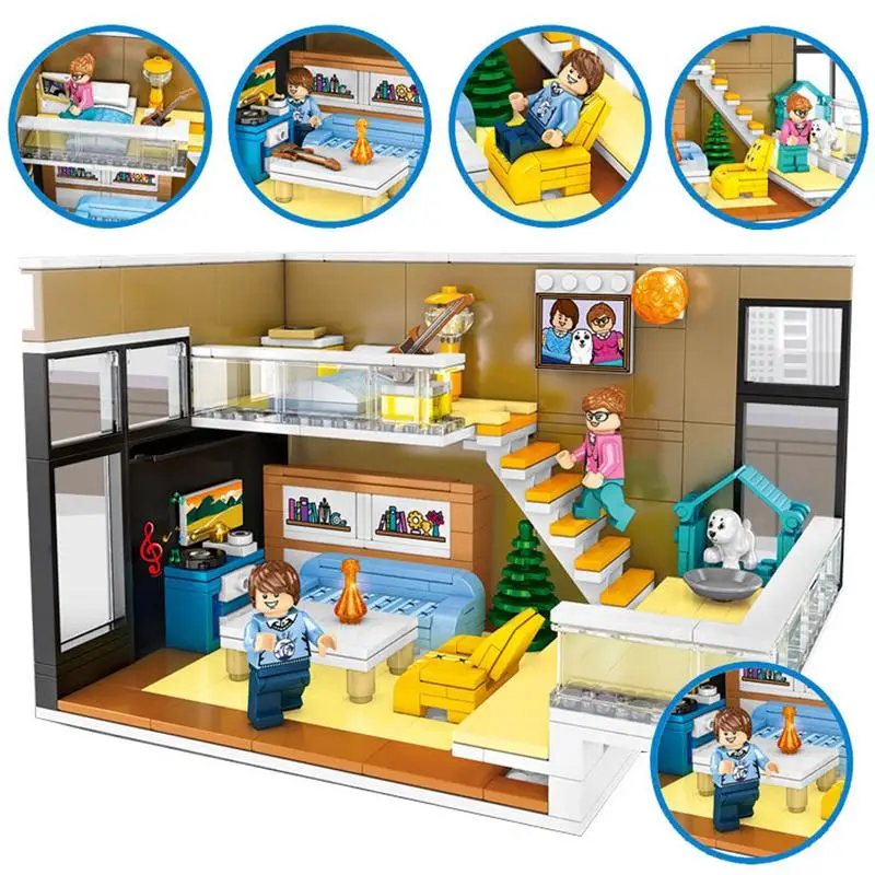 Блоки sembo Moc домашние Угловые Строительные кирпичи для гостиной, модель кровати, игрушки для детей, рождественские подарки 601501