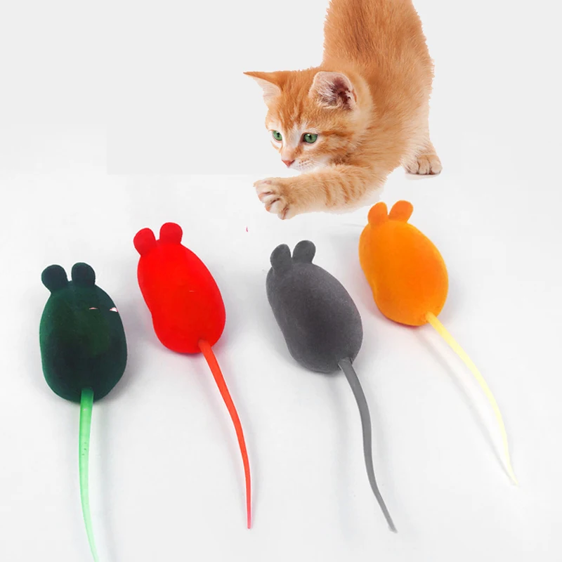 

Pet Cat Toys Cat Toy Mouse Funny Squeak Flocking Mouse Mini Funny Playing Toys for Cats Toy Electronic Mouse For Cat Pets