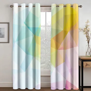 

Multicolor Frame Colorful Printing Curtain Living Room Bedroom Curtain Home Decoration Curtain ADULT LADIES Essential Curtain