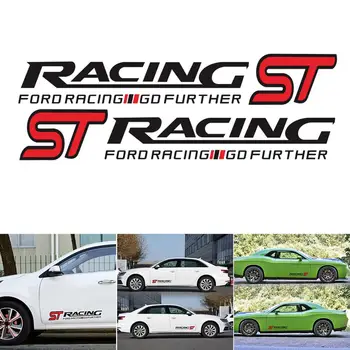 

2pcs car stickers and decals Car Door Vinyl Decal Reflective Decor Auto Side Body Vinyl Decals ST RACING Waterproof DIY Sticker
