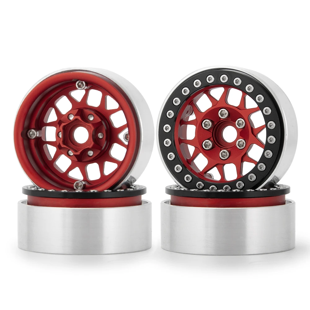 AXSPEED 4 шт. металлические колесные диски 1,9 дюйма для 1/10 SCX10 часть RC автомобильные аксессуары - Цвет: Red 4pcs