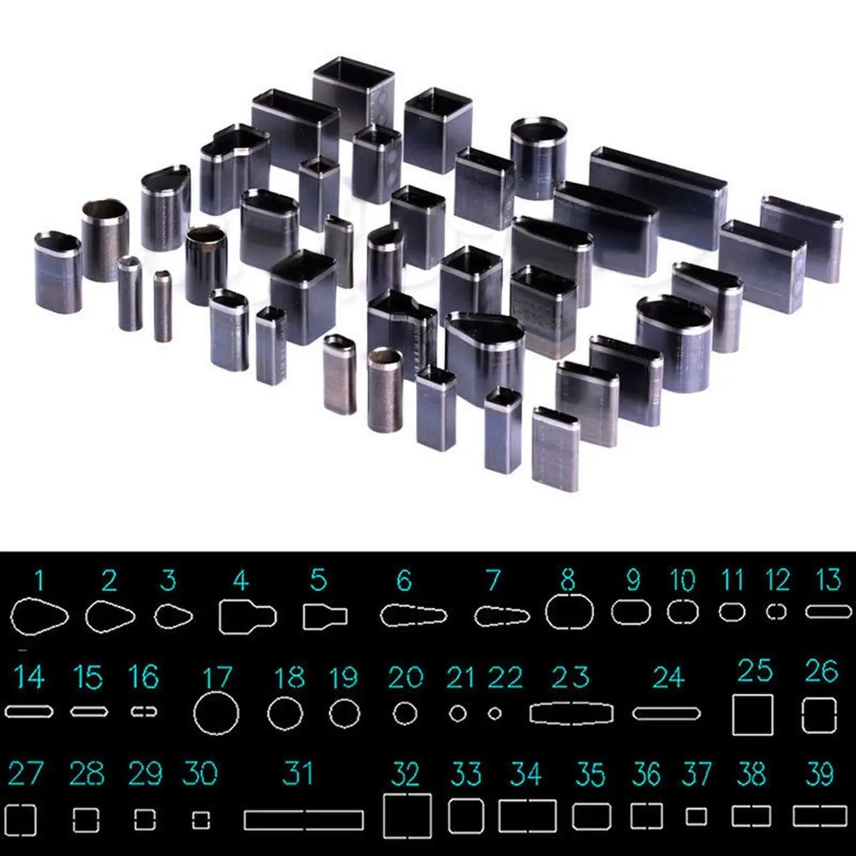 

1 Set 39 Shape Style Hole Hollow Cutter Punches Leather Craft Punch Metal DIY Cutter Tool Accessory for Phone Holster Mayitr
