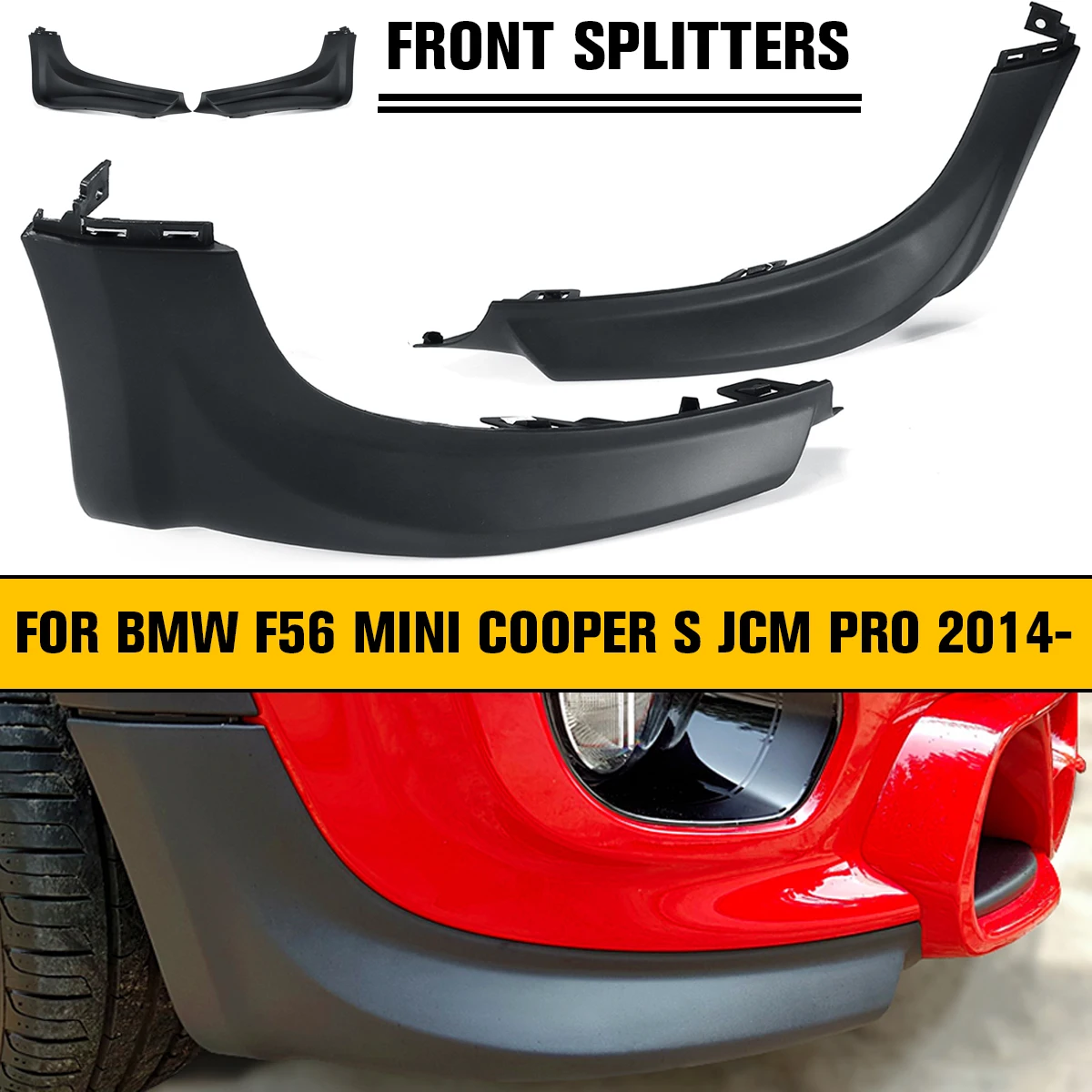 

Front Bumper Lip Splitters Spoiler Flaps Apron For BMW F56 for Mini Cooper S for JCW Pro Splitters 2014 for Onwards John Cooper