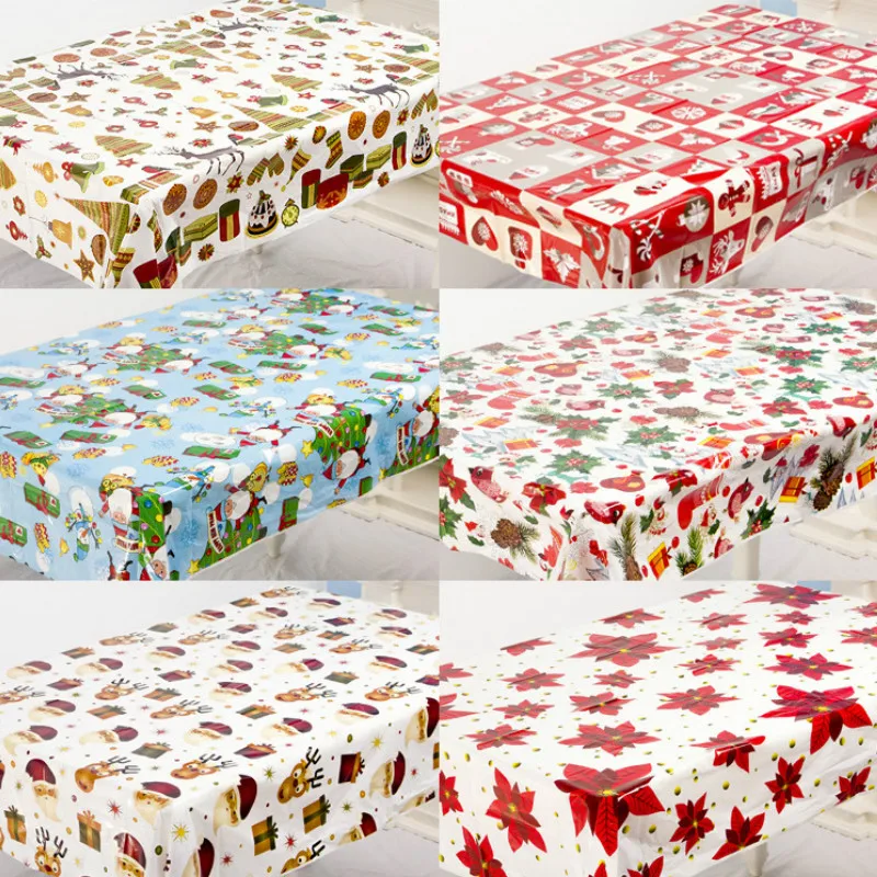 

New Christmas Print Tablecloth PVC Christmas Disposable tablecloth Christmas Decorations for Home Dinner Party Table Decoration