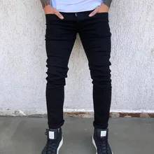 Новинка, мужские брюки-карандаш,, модные, мужские, повседневные, обтягивающие, прямые, тянущиеся, на молнии, джинсы для мужчин,, брюки