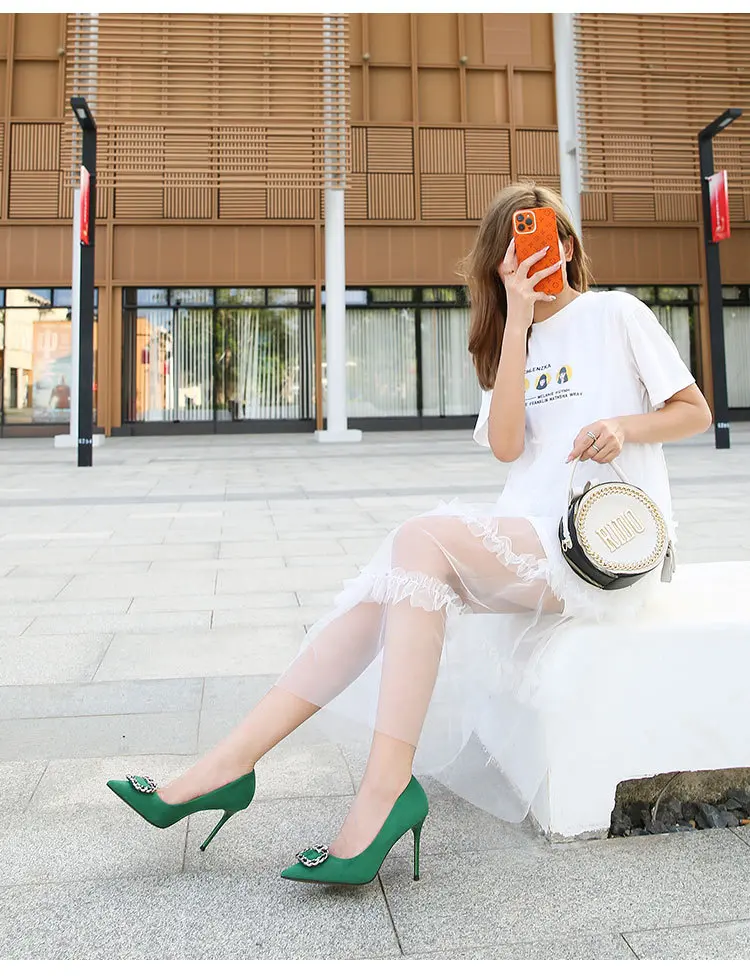 Rocwickline New Summer and Autumn Women's Super high heels Classics Fashion Office Lady Sexy Slip-On Pointed Toe Thin Heels