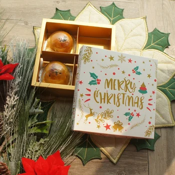 

16*16*5cm 5pcs Gold Star Merry Christmas Paper Box As Macaron Chocolate Cookie Christmas Party Handmade Gifts Packaging