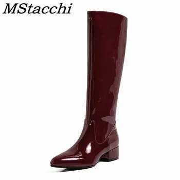 

Mstacchi 2020 Autumn And Winter New Solid Color Pointed Women Boots Genuine Leather Fashion Classics Ladies Shoes Buty Damskie