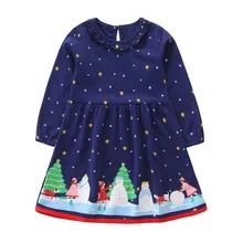 Новинка г.; рождественские платья принцессы для маленьких девочек; одежда из хлопка с длинными рукавами и рождественской елкой; детское платье-пачка; вечерние платья