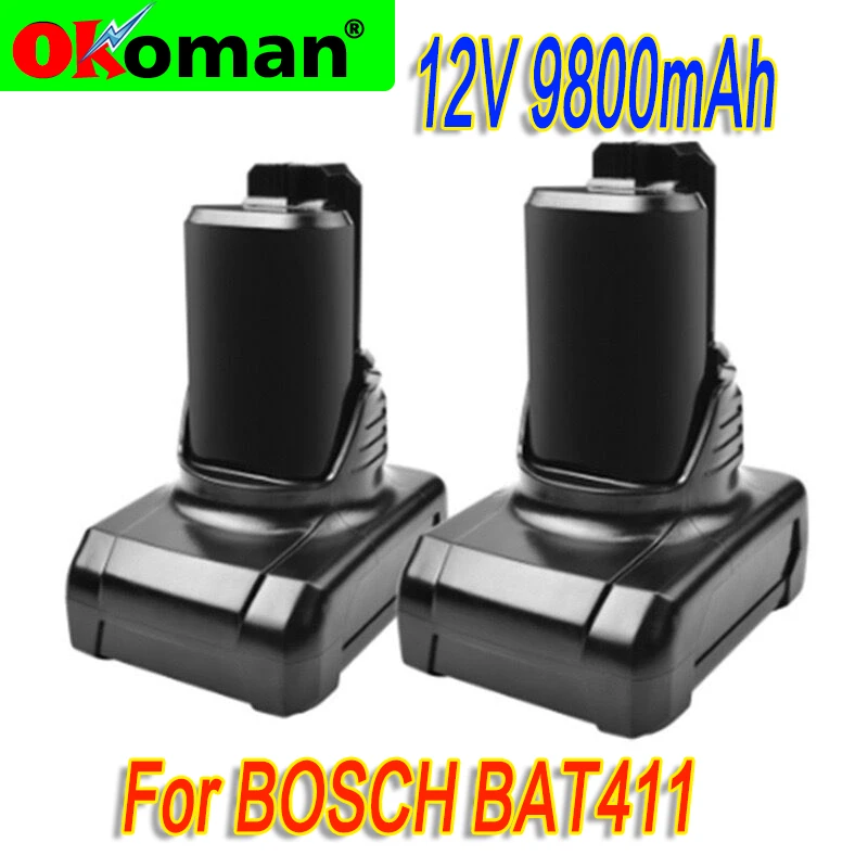 Фото Литий-ионный аккумулятор высокой емкости BAT411 9800 мАч для Bosch 10 8 в 12 В 4 Ач BAT412A BAT413A