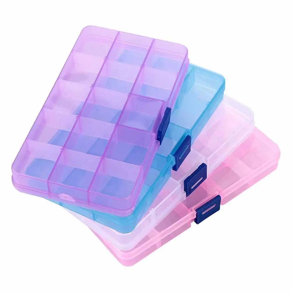 

4Pcs Detachable 15 Compartments Clear Storage Box Case for Jewelry Lures Screws