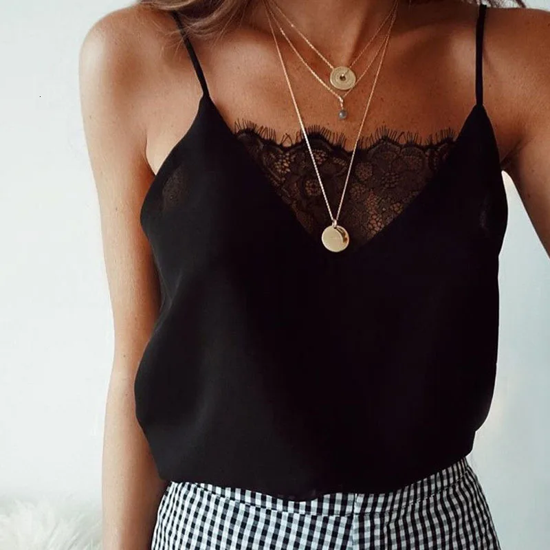 

Womens Camisoles & Tanks Lace Sexy Vest Fashion Sleeveless T-Shirt Female Tank Top Casual Woman 2019 Summer Intimates Lingerie