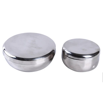 

304 Stainless Steel Single Layer Dustproof Bowl With Lid Thickened Rice Kimchi Food Bowl Tableware