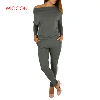 

2020 Women New Strapless Long Sleeve Rompers Leisure Long Sleeves Pencil Jumpsuits Pocket Female Casual Long Pants
