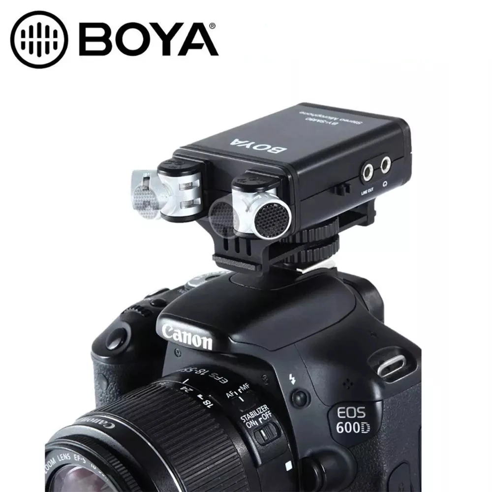 BOYA BY-SM80 PassFilter Stereo Camera Microphone with Real-time Voice Monitor for Canon 5D2 6D 800D Nikon D800 D600 Camcorder