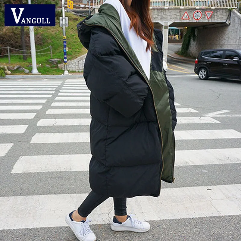 

Vangull Fashion Women Parkas 2019 New Arrival Solid Slim Long Oversize for Women's Cotton Slim Parka with Hooded Winter Jacket