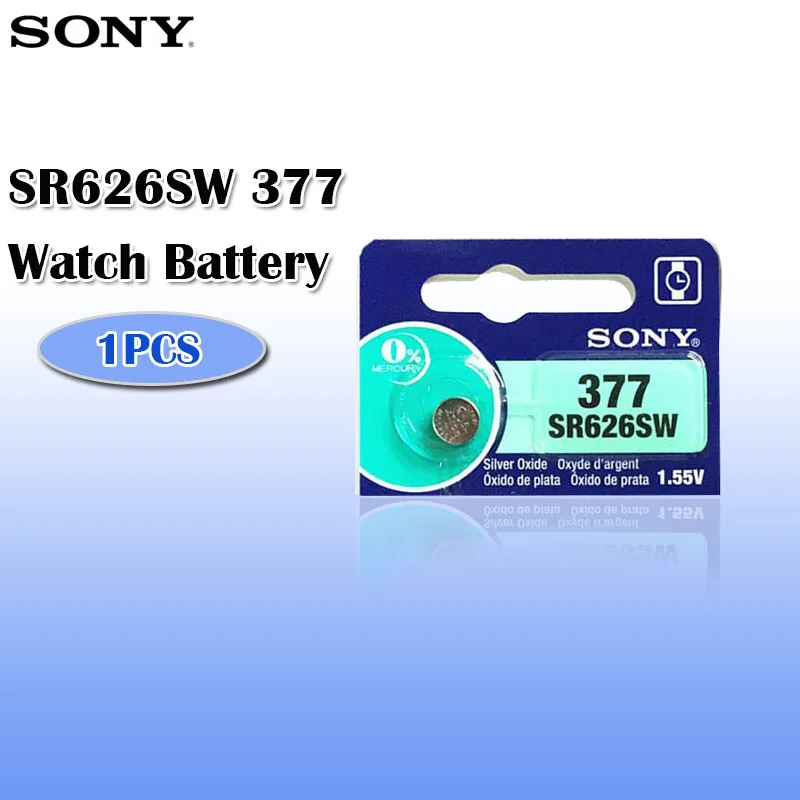 1 Uds 100% Original Sony 1,55 V 377 SR626SW SR626 AG4 óxido de plata pilas para reloj SR626SW 377 botón pila de moneda hecho en Japón