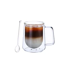 Креативная стеклянная чашка высокая боросиликатная двойная чашка кофейная кружка