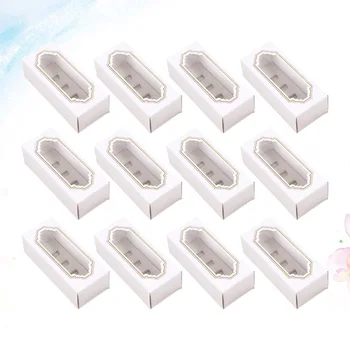 

12pcs 5 Cavity Macaron Boxes Windowed Cake Carriers Containers Cake Holder for Biscuits