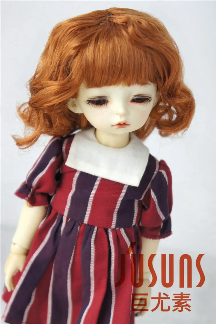 JD260 1/8 1/6 красивый синтетический мохер BJD парики Размер 5-6 дюймов 6-7 дюймов кукольные волосы леди слегка волнистые волосы bjd - Цвет: 6-7inchLightCarrot