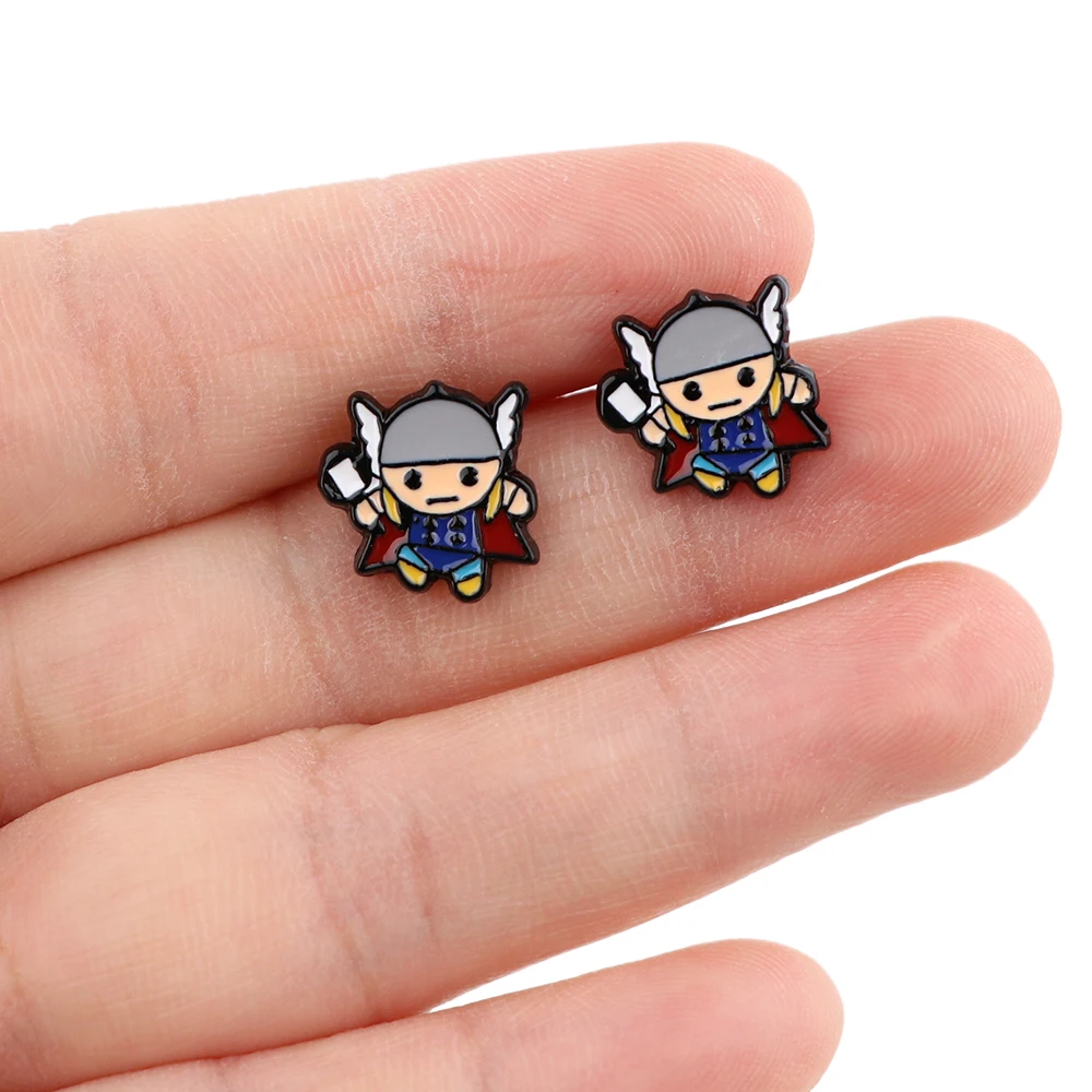 E3690 Cartoon Movie Comics Anime Stainless Steel Piercing Ear Stud Earrings For Womans Enamel Earings Fashion Jewelry | Дом и сад