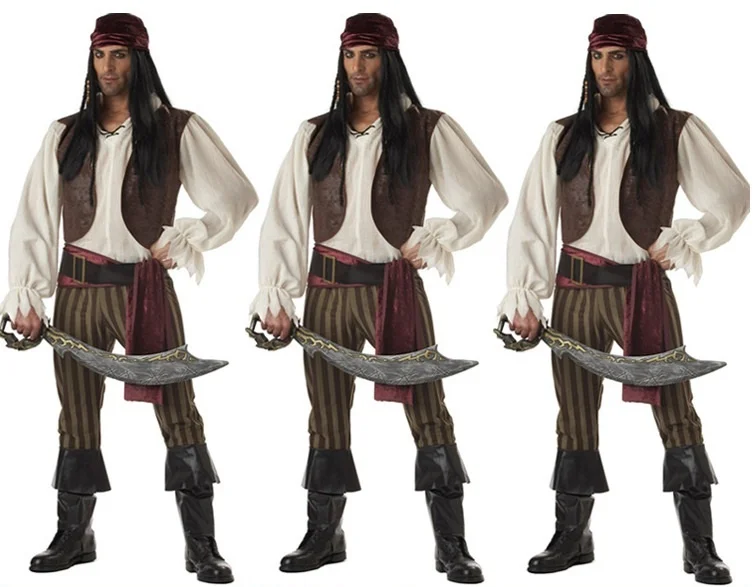 

Halloween Cosplay Game Performance Costume Adult Male Pirate Jack Pirate Shipmaster Costume