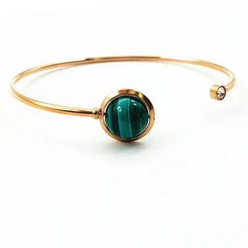 

Classic Bracelet Gold Simple C- Shaped Opening Stainless Steel Malachite Bracelet&Bangle For women fashion Jewelry
