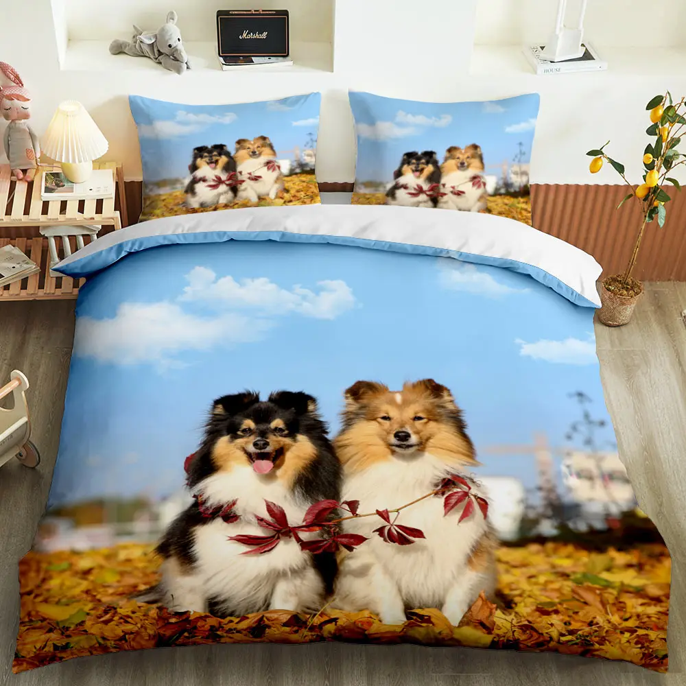 

3D Printing Cute Pet Series Duvet Cover Animal Cat Dog Pattern Bedding Cover With Pillow Cover Single Bed Quilt Cover