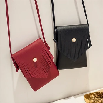 

Tassel Mobile Phone Bag Shoulder Bag Street Style Fashion Diagonal Package High Quality Korean Version Messenger Bag