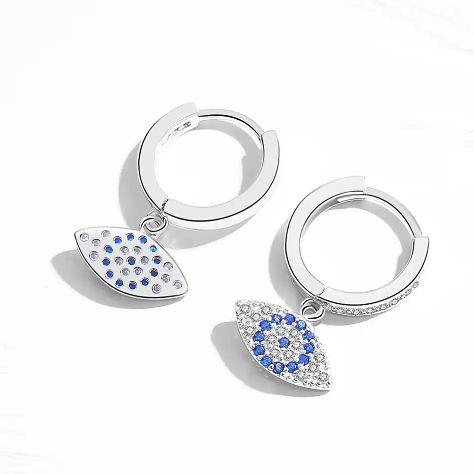 blue Evil eye Earring 925 Stamped 