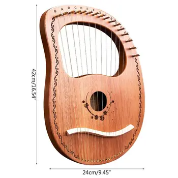 

Portable Wooden Lyre Harp 16 String Notes Stable Sound Harp Stringed Musical Instrument for Party Performance Parts