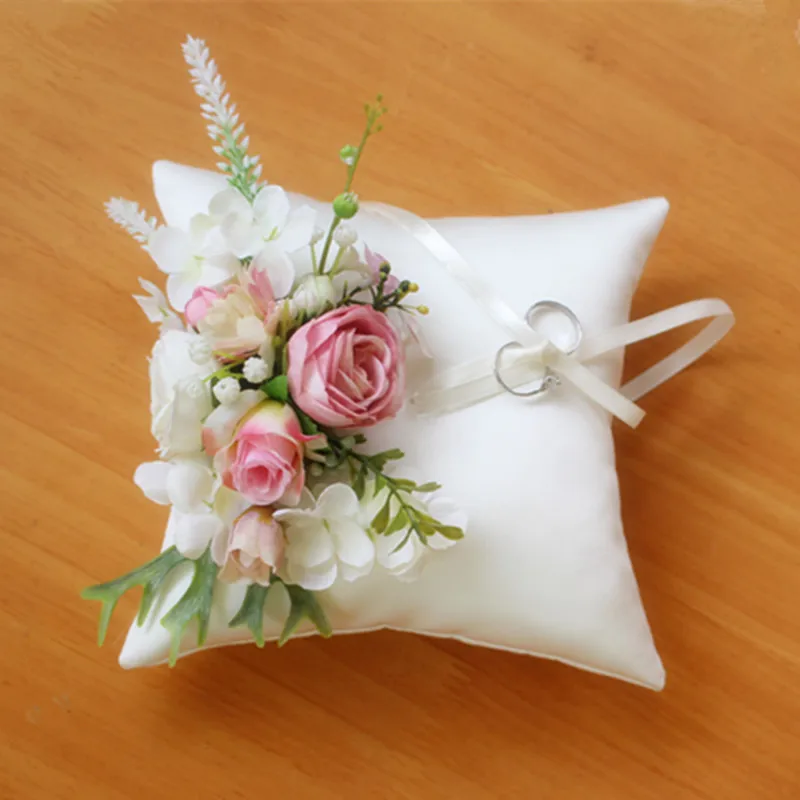 Фиолетовое обручальное кольцо, подушку, цветок, кольца, подушку для носителя, для свадьбы, деко, атласные белые кольца, держатель, цветок, девушка, деко, реквизит для свадеб - Цвет: B