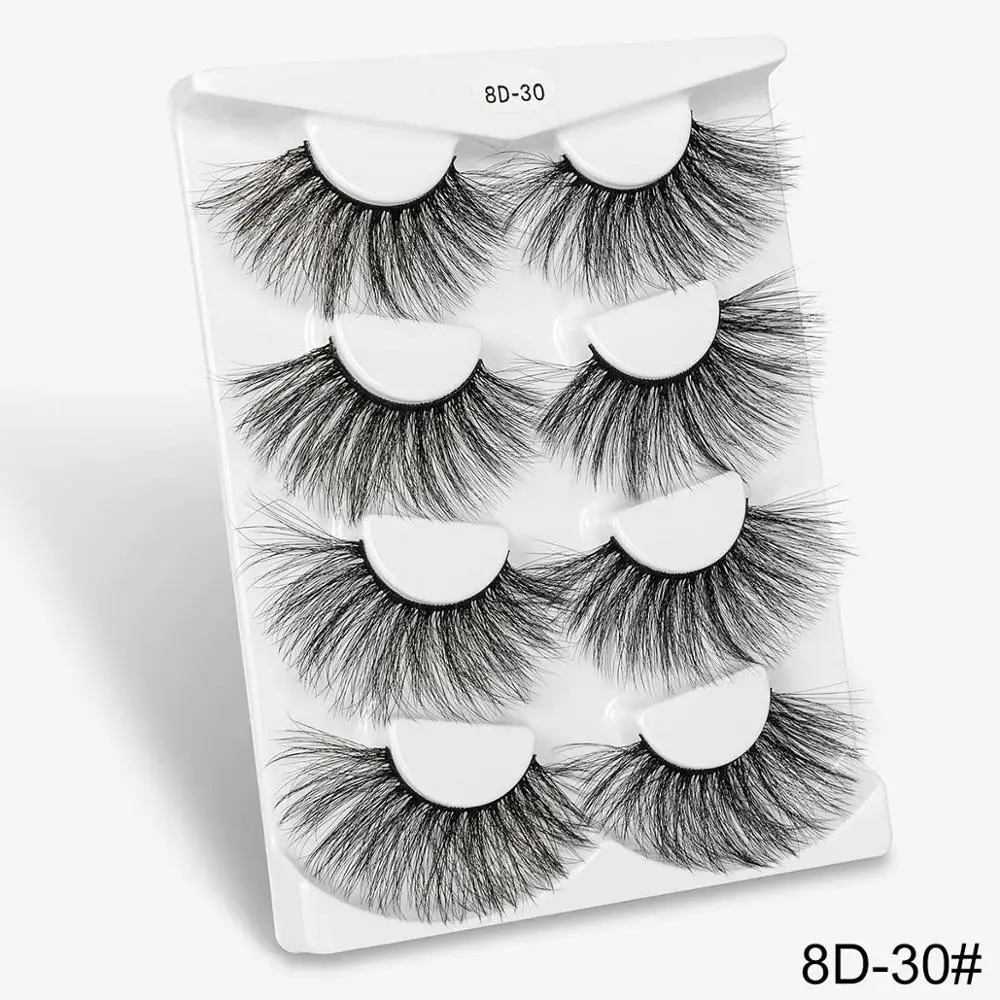 8D30 SEXYSHEEP, 4 пары, 25 мм, 3D норковые ресницы, натуральные длинные накладные ресницы, Объемные Накладные ресницы, макияж, удлинение, ресницы «maquiagem» - Цвет: 8D30