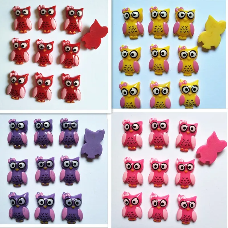 30 pieces of owl flat back resin convex round scrapbook DIY handmade craft accessories