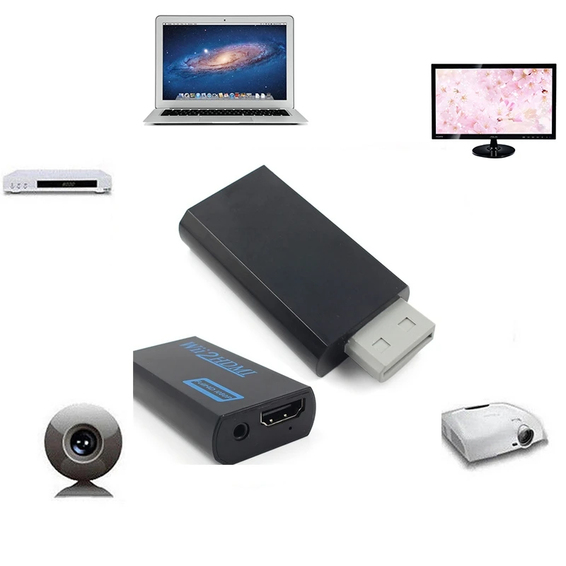  3.5 Millimetri di Uscita Audio Martinetti a Hdmi Wii2HDMI Full Hd Fhd 1080P Dell'adattatore Del Con