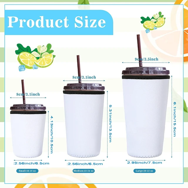 OFFNOVA Sublimation Blanks, Reusable Iced Coffee Cup Sleeve Bundle,  14-32oz, 9 Pack