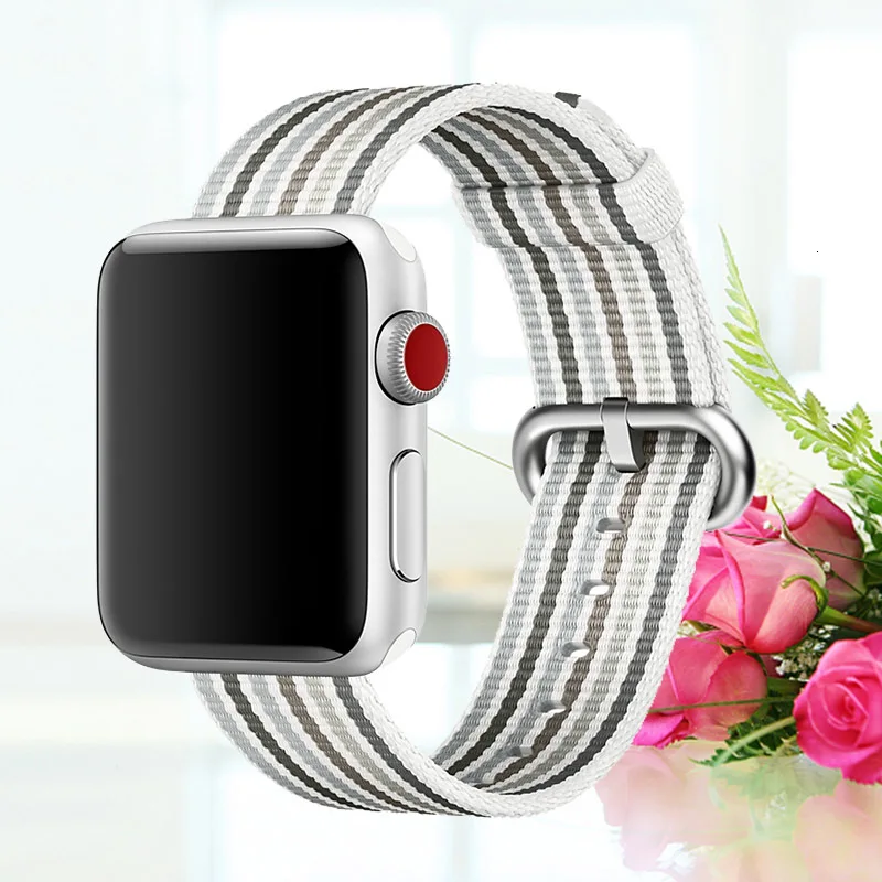 Новая дышащая нейлоновая Спортивная петля для apple watch series 3 2 1 ремешок для iWatch 42 мм 38 красочный ремешок для часов Пряжка