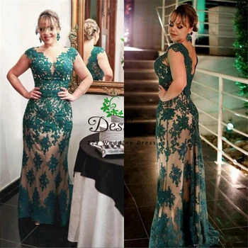 

Long Lace Green Appliques Mother of the Bride Dresses Plus Size for Weddings Sheath Godmother Groom Formal Dinner Gowns