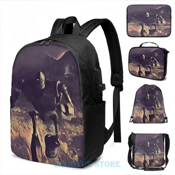 

Graphic print Ready Player One - Iron Giant Running USB Charge Backpack men School bags Women bag Travel laptop bag
