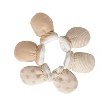 Новые теплые флисовые зимние теплые перчатки с рисунком для младенцев, варежки для новорожденных 0-12 месяцев