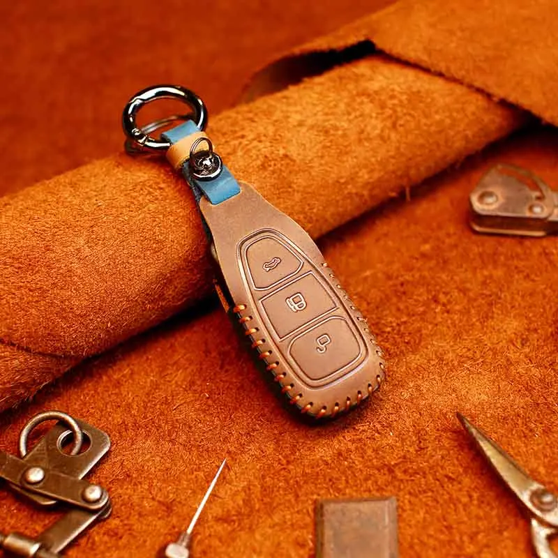 EASYANT Business retro fashion trend car leather key case suitable for Ford key case Fox Mondeo bag Sharp world leather buckle s