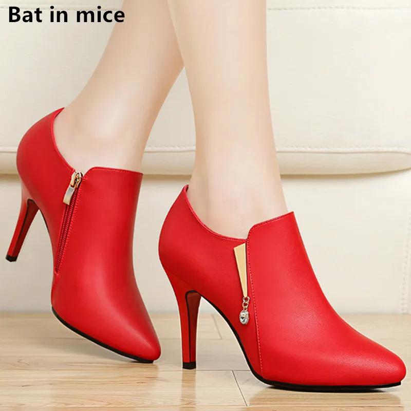 

women pumps derss Ankle Martin boots women Platform Casual Pointed Toe high heels Party warm snow boots shoes mujer zapatos T519