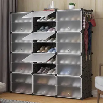 

12 Grids Detachable Shoe Cabinet Shoes Rack Foldable Clear Shoes Box Sneaker Basketball Shoes Cloth Sock Storage Organizer HWC